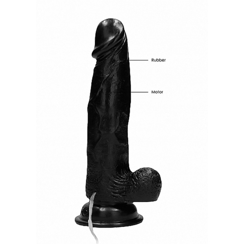 Vibrating Realistic Cock - 8" - With Scrotum - Black